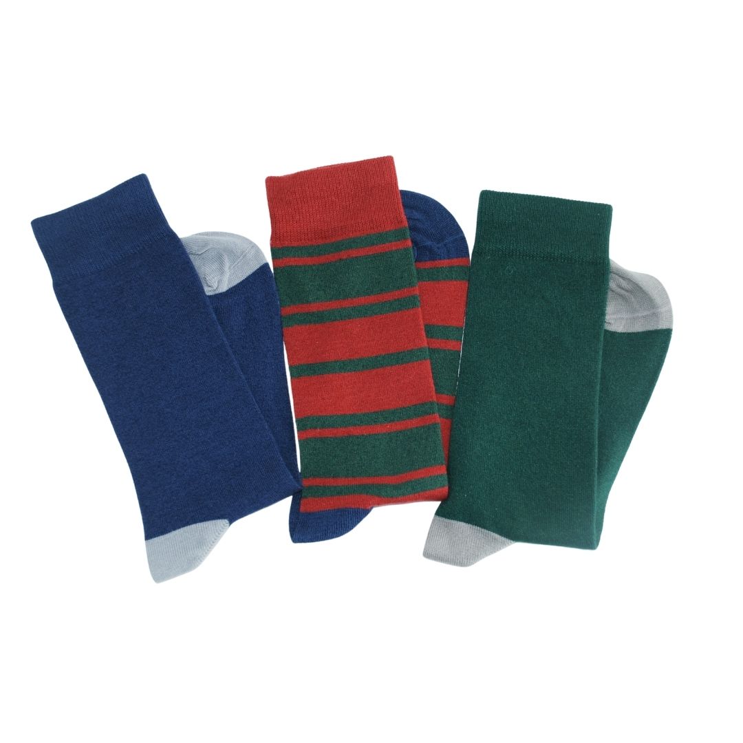 Stripe & plains 3 pairs Bamboo Socks