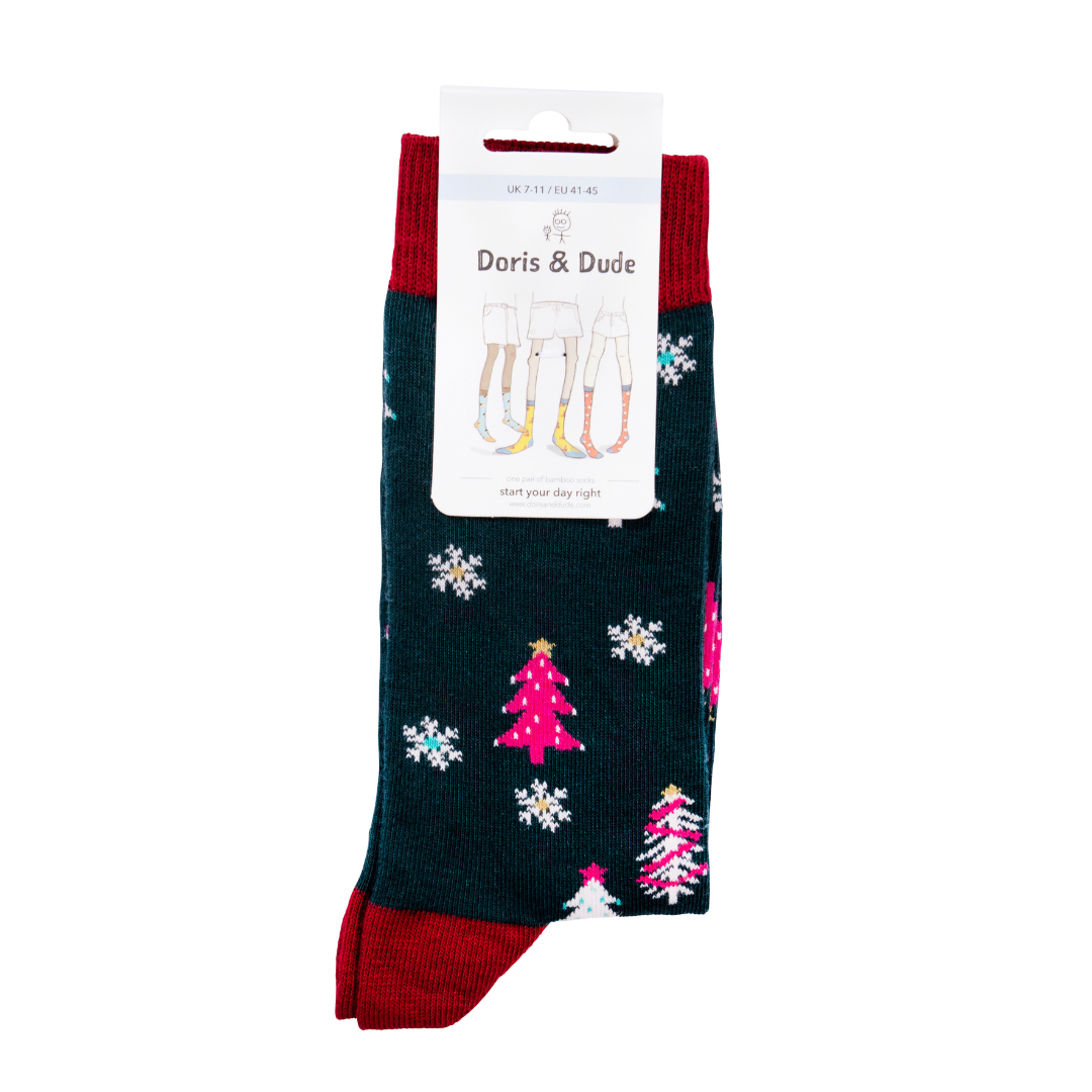 Christmas Tree Green Cotton Socks