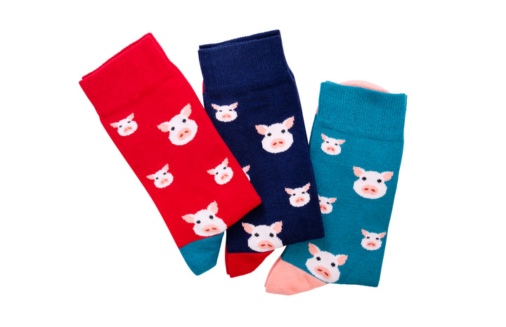 Lot de 3 paires de chaussettes en bambou pour cochons